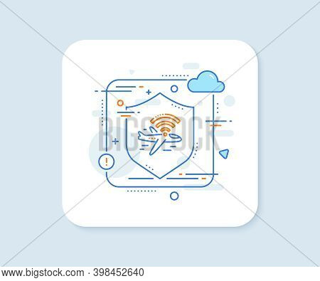 Airplane Wifi Line Icon. Abstract Vector Button. Aircraft Wi-fi Sign. Inflight Internet Symbol. Airp