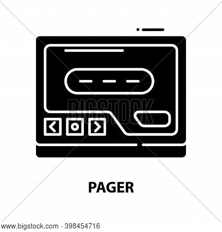 Pager Icon, Black Vector Sign With Editable Strokes, Concept Illustration