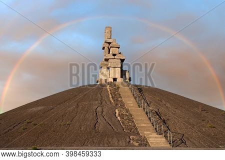 Gelsenkirchen, Germany - November 6, 2020: Rheinelbe Tip, Landmark Of Ruhr Metropolis Against Sky On