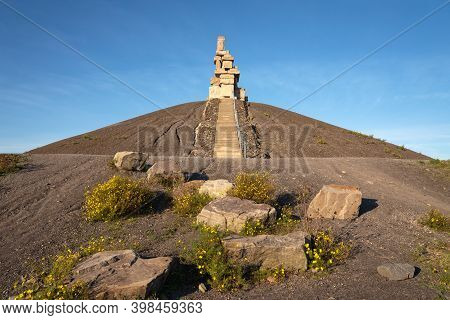 Gelsenkirchen, Germany - November 6, 2020: Rheinelbe Tip, Landmark Of Ruhr Metropolis Against Sky On