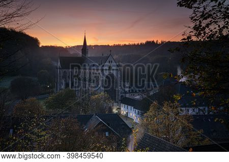 Odenthal, Germany - November 8, 2020: Panoramic Image Of The Altenberg Cathedral In Autumnal Light O