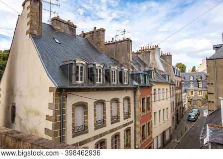Morlaix, France - August 28, 2019: Street In The Historical Center Of Morlaix With Its Colorful Half