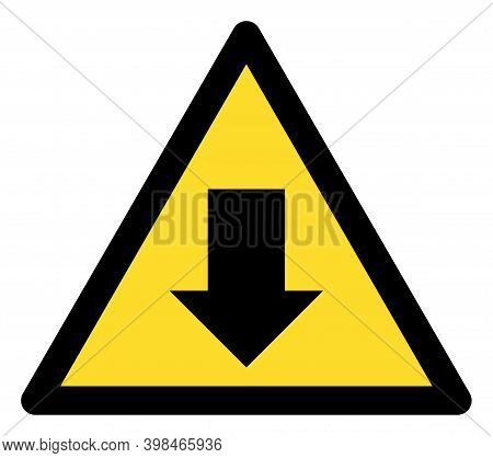 Drop Down Warning Icon With Flat Style. Isolated Vector Drop Down Warning Icon Image On A White Back
