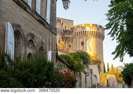 Old Buildings And Narrow Streets In Medieval Town Villeneuve Les Avignon In Summer