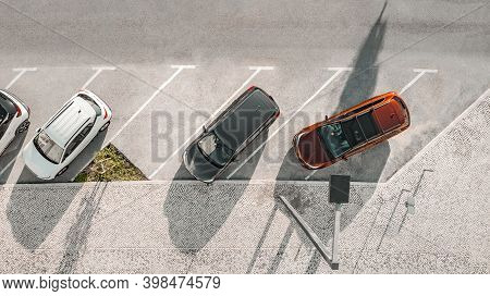 Bad Parking. Occupying Two Spaces. Improperly Parked Car. Double Parking