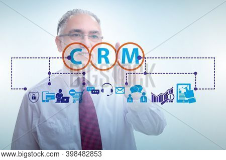 CRM custromer relationship management concept with businessman