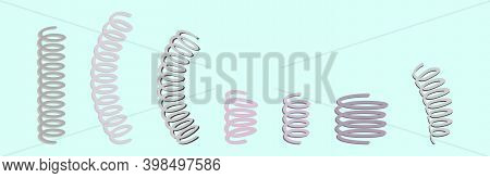 Set Of Coil Spring Cartoon Design Template With Various Models. Modern Vector Illustration Isolated 