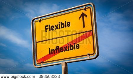 Street Sign The Direction Way To Flexible Versus Inflexible