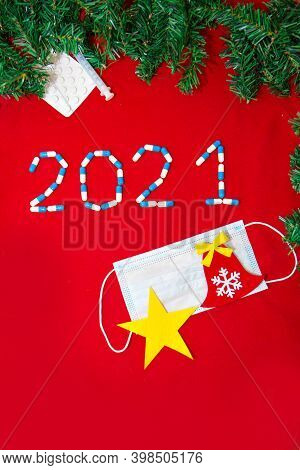 Coronavirus, Covid-19 And The New Year. Holiday In Self-isolation, Hospital. Christmas Decorations A