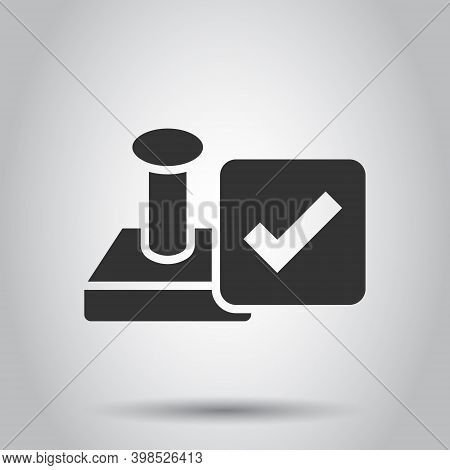 Approve Stamp Icon In Flat Style. Accept Check Mark Vector Illustration On White Isolated Background