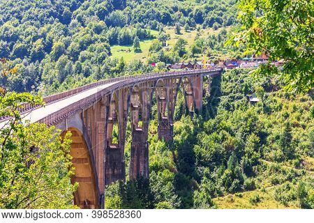 Durdevica Bridge Over The Tara River, Side View, Montenegro