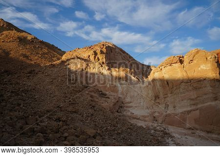 Hiking In Evening In Shehoret Mountains, South Israel