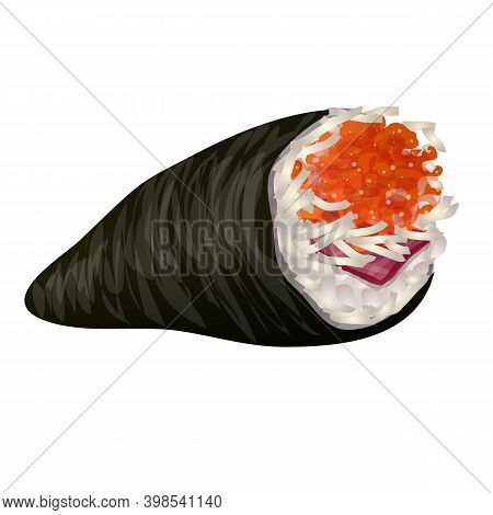 Japan Sushi Roll Icon. Cartoon Of Japan Sushi Roll Vector Icon For Web Design Isolated On White Back