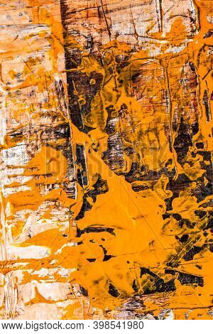Abstract background with stais of orange paint. Hand drawn grunge texture