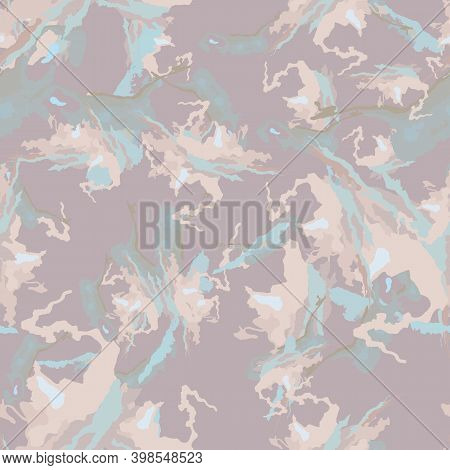 Urban Camouflage Of Various Shades Of Brown, Beige And Blue Colors