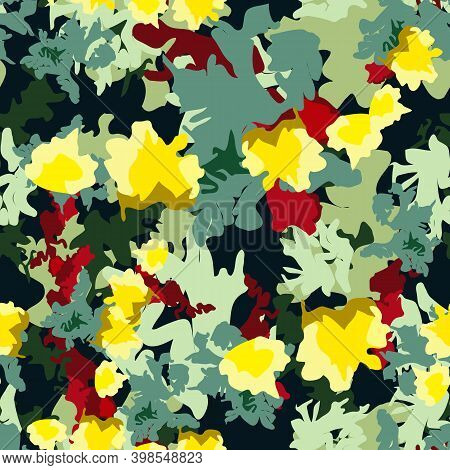 Ufo Camouflage Of Various Shades Of Green, Yellow And Red Colors