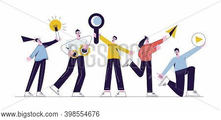 Teamwork Concept Modern Flat Vector Illustration With Characters Isolated On White Background