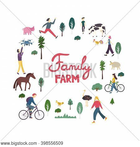 Outdoor Activity Character Set Doodle Vector Illustration