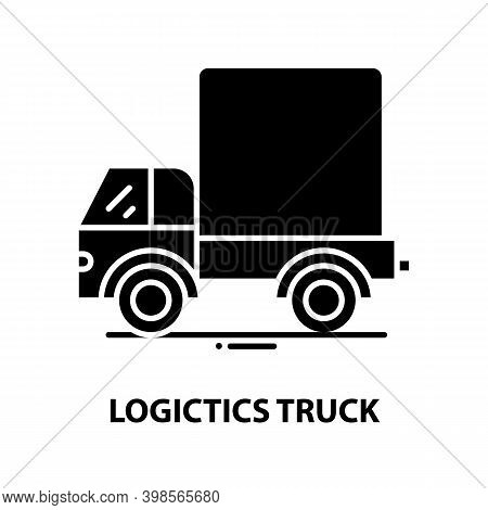 Logictics Truck Icon, Black Vector Sign With Editable Strokes, Concept Illustration