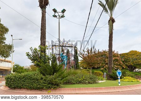 Nazareth, Israel, December 05, 2020 : A Square With A Monument Depicting Circassian On Horseback, At