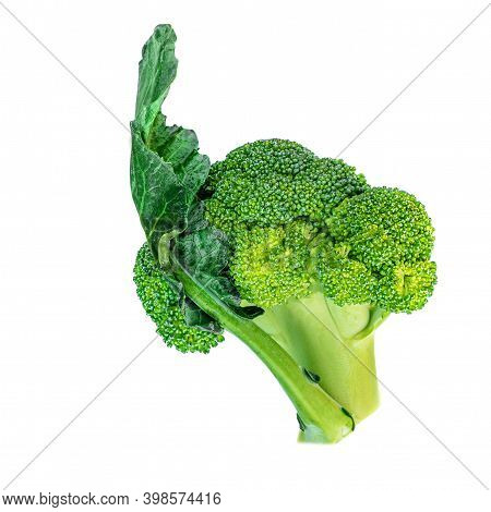 Broccoli Isolated On White Background. Raw Broccoli Vegetable  Close Up