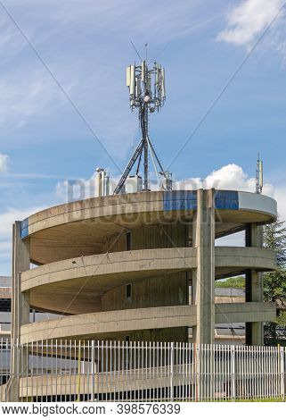 Cell Tower Antenna At Concrete Spiral Ramp Multi Level Garage