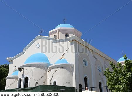Greek Orthodox Church With Earthquake Damages In Kos,greece