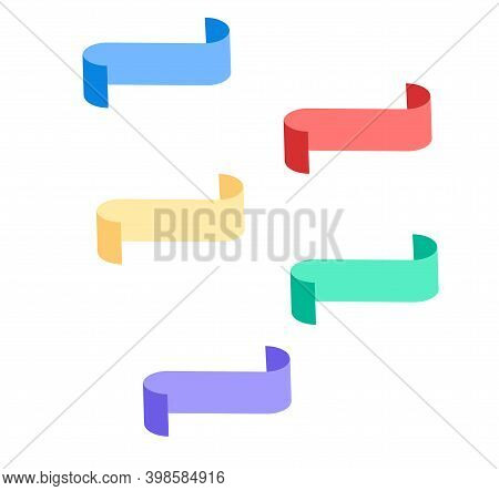 Set Of Colorful Curled Banners Vector Illustration