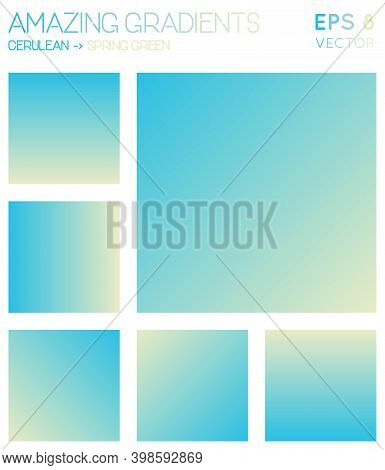 Colorful Gradients In Cerulean, Spring Green Color Tones. Actual Background, Gorgeous Vector Illustr