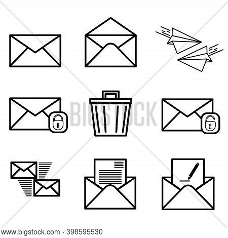 Mail Icons Set Isolated. Email Vector Stock Symbol Eps10 On White Background
