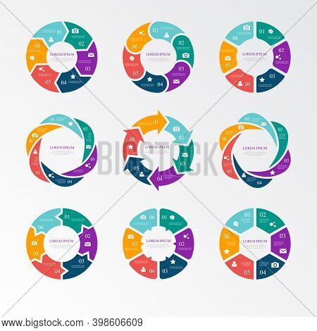Collection Of Vector Circle Chart Infographic Templates For Presentations, Advertising, Layouts, Ann