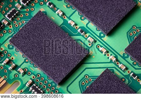 Macro Shot Of Computer Or Notebook Memory Chip. Electronic Circuit Board. Random Access Memory