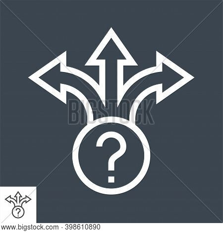 Three-way Direction Arrow Thin Line Vector Icon. Flat Icon Isolated On The Black Background. Editabl