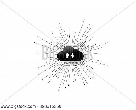 Computer Cloud Service Technology Vector Background. Two Multidirectional Arrows. Cloud Storage Illu