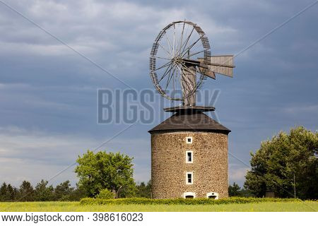 Dutch type windmill With a unique Halladay turbine in Ruprechtov, Southern Moravia, Czech Republic