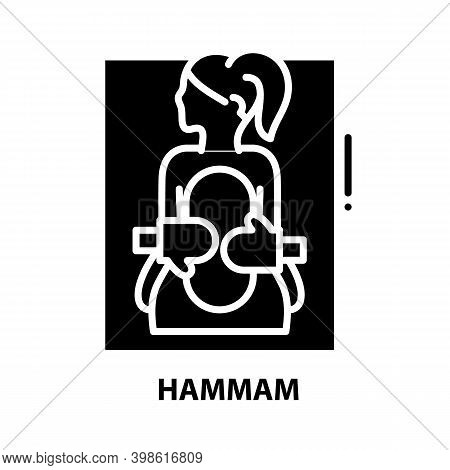 Hammam Icon, Black Vector Sign With Editable Strokes, Concept Illustration