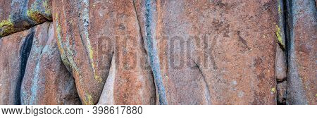 background and texture of granite rock formation in Vedauwoo Recreation Area, Wyoming,  panoramic banner