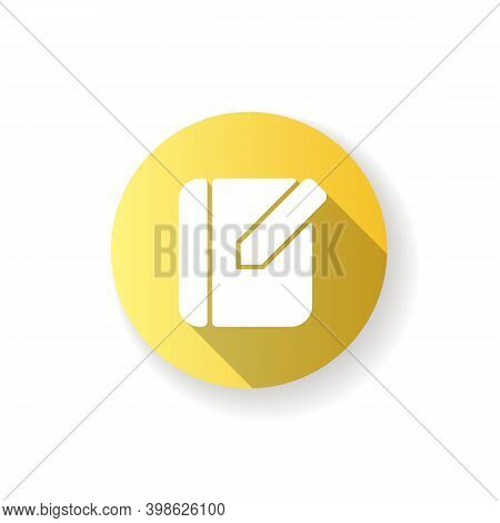 Notebook App Yellow Flat Design Long Shadow Glyph Icon. Taking Text Notes. Capturing Thoughts. Addin