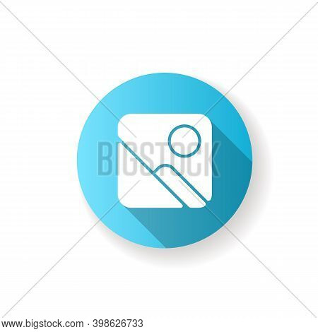 Photo Gallery App Blue Flat Design Long Shadow Glyph Icon. Organizing Photos And Videos. On-device I