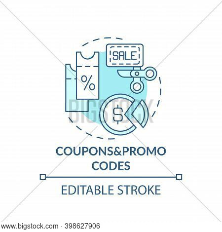 Coupons And Promo Codes Concept Icon. Shopping Tip Idea Thin Line Illustration. Extra Discount On Ne