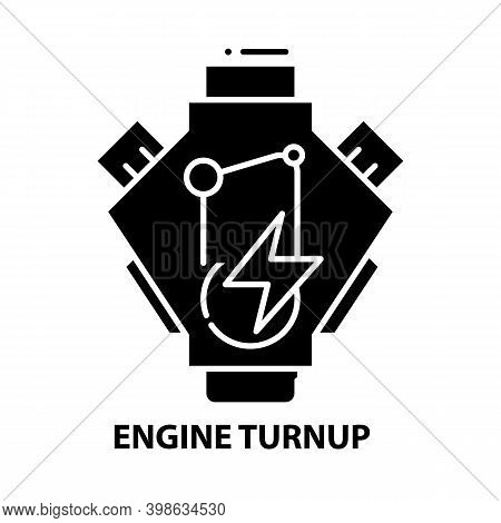 Engine Turnup Icon, Black Vector Sign With Editable Strokes, Concept Illustration