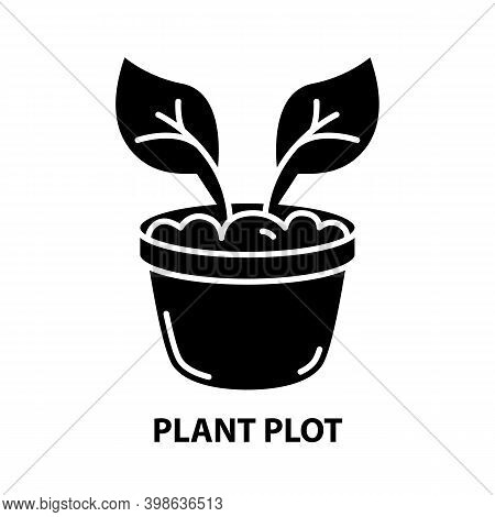 Plant Plot Icon, Black Vector Sign With Editable Strokes, Concept Illustration