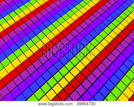 3D kostky barevné mozaiky v jedné rovině