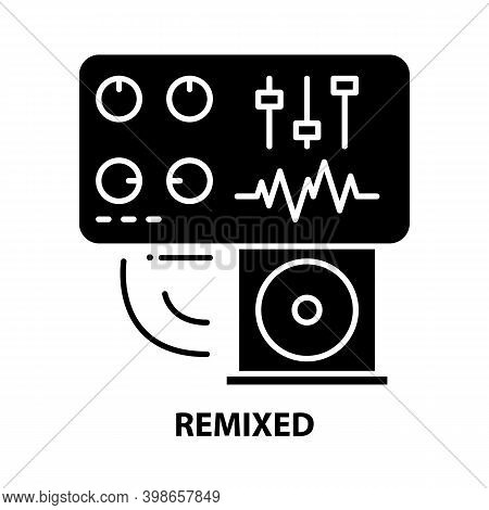 Remixed Icon, Black Vector Sign With Editable Strokes, Concept Illustration