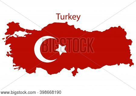 Abstract Turkey Map Flag For Concept Design. Turkish Flag Symbol. Vintage Turkey Map Flag For Any Pu