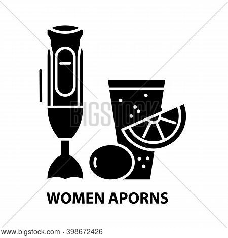 Women Aporns Icon, Black Vector Sign With Editable Strokes, Concept Illustration