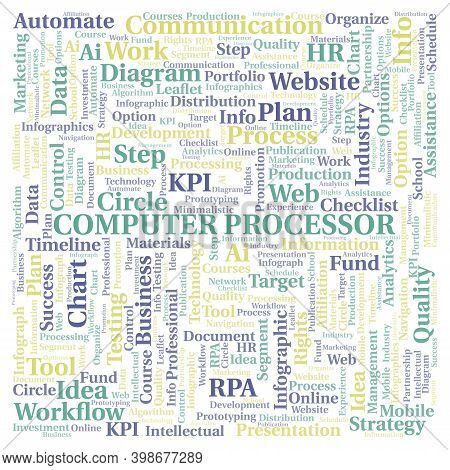 Computer Processor Typography Word Cloud Create With Text Only.
