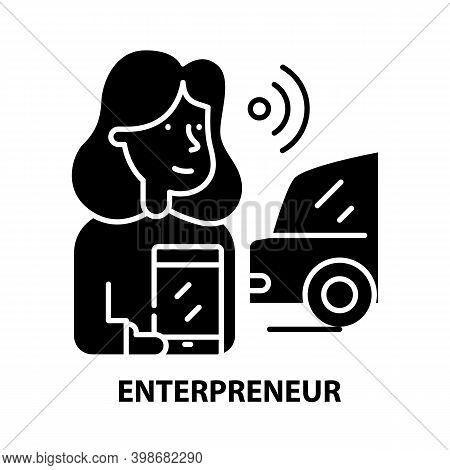Enterpreneur Icon, Black Vector Sign With Editable Strokes, Concept Illustration