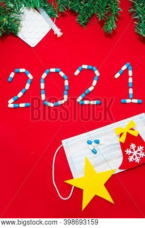 Coronavirus, Covid-19 And The New Year. Holiday In Self-isolation, Hospital. Christmas Decorations A
