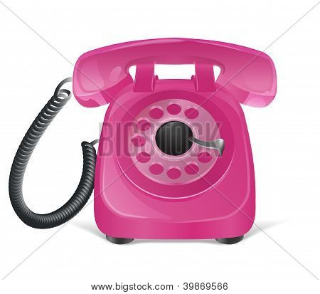 Rosa retro Telefon-Symbol. isoliert auf weiss